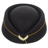 Alipis Black Flight Attendant Hat Felt Stewardess Cap Cosplay Air Hostess Hat Pilot Captain Costume Hat Hair Accessories